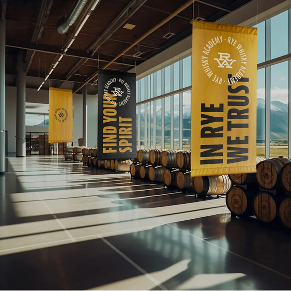 Whisky Barrels Indoor Banners Rye Academy Alberta